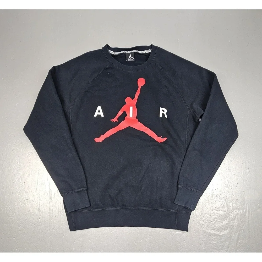 Air Jordan Black Sweatshirt Mens Large Black Y2k Crewneck Jumpman Streetwear
